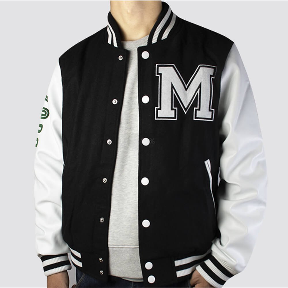 Custom Logo Varsity Jacket with PU Leather Sleeves