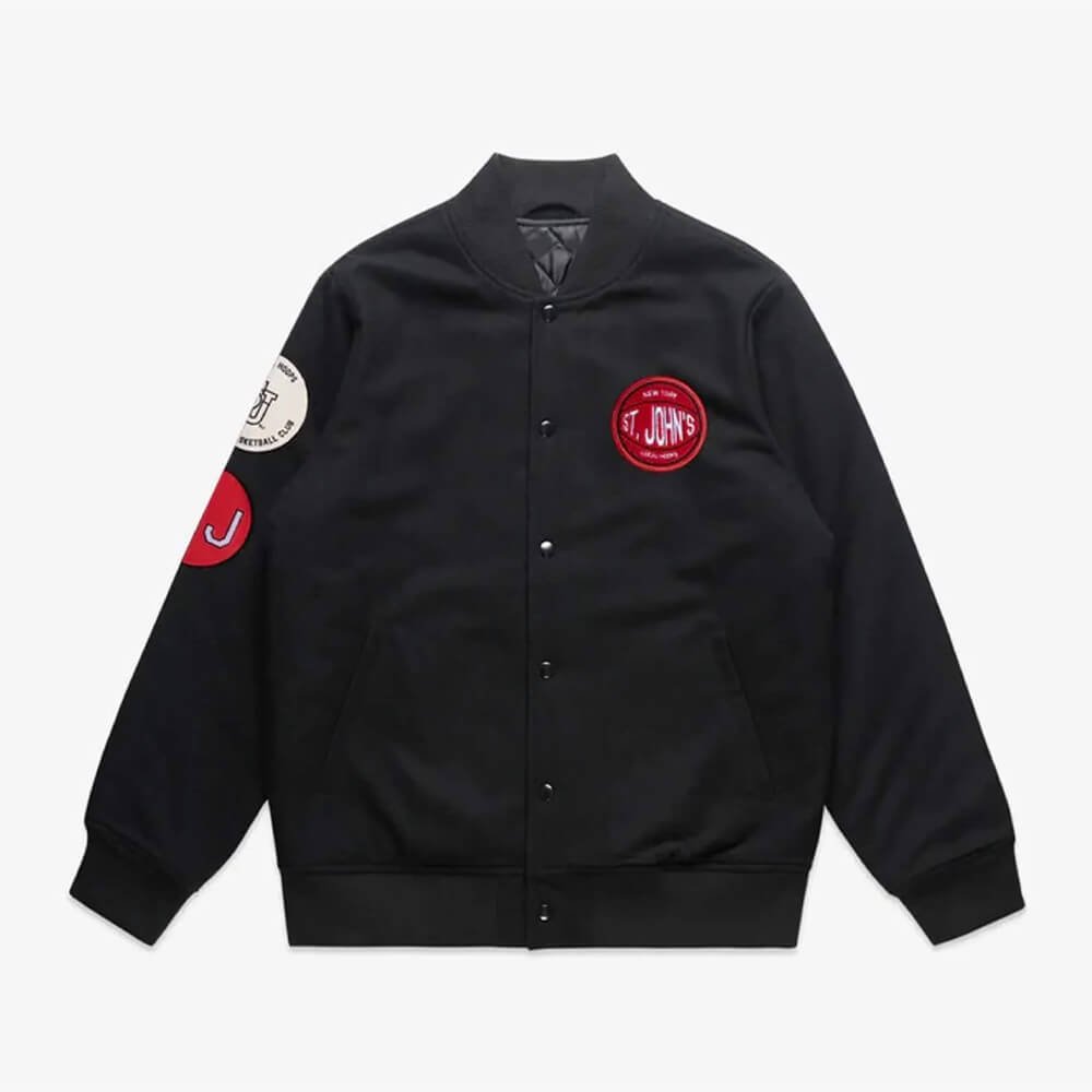 St. John's Black Wool Letterman Varsity Jacket