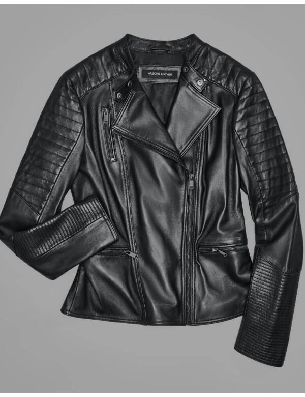 Black Women’s Padded Leather Biker Jacket