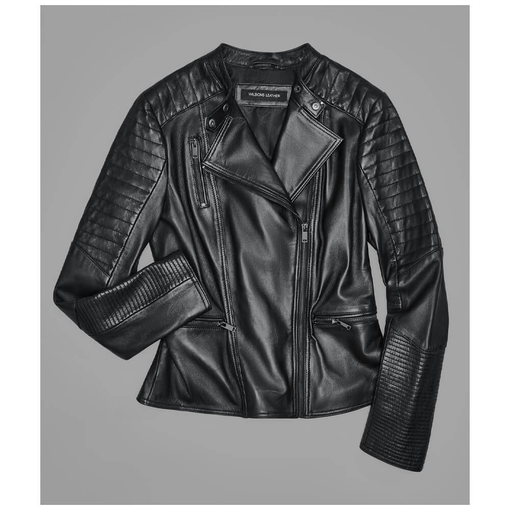 Black Women’s Padded Leather Biker Jacket