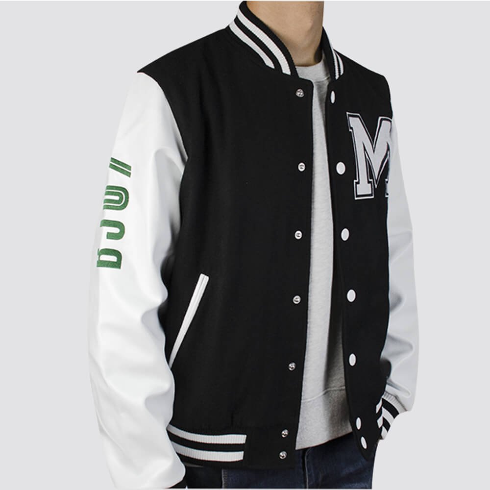 Custom Logo Varsity Jacket with PU Leather Sleeves