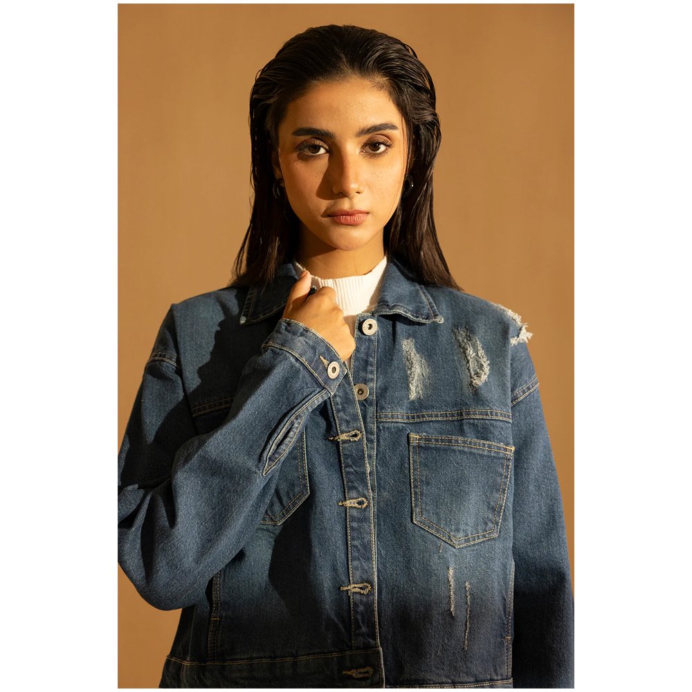 Mango Two-Tone Wideleg Jeans & Denim Jacket Set - Image 4