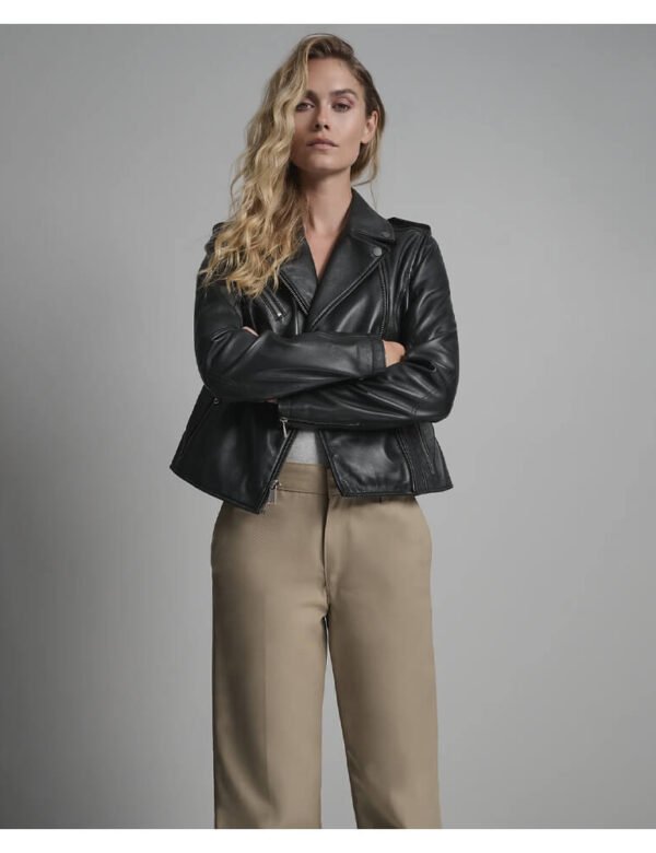 Women’s Black Leather Biker Jacket