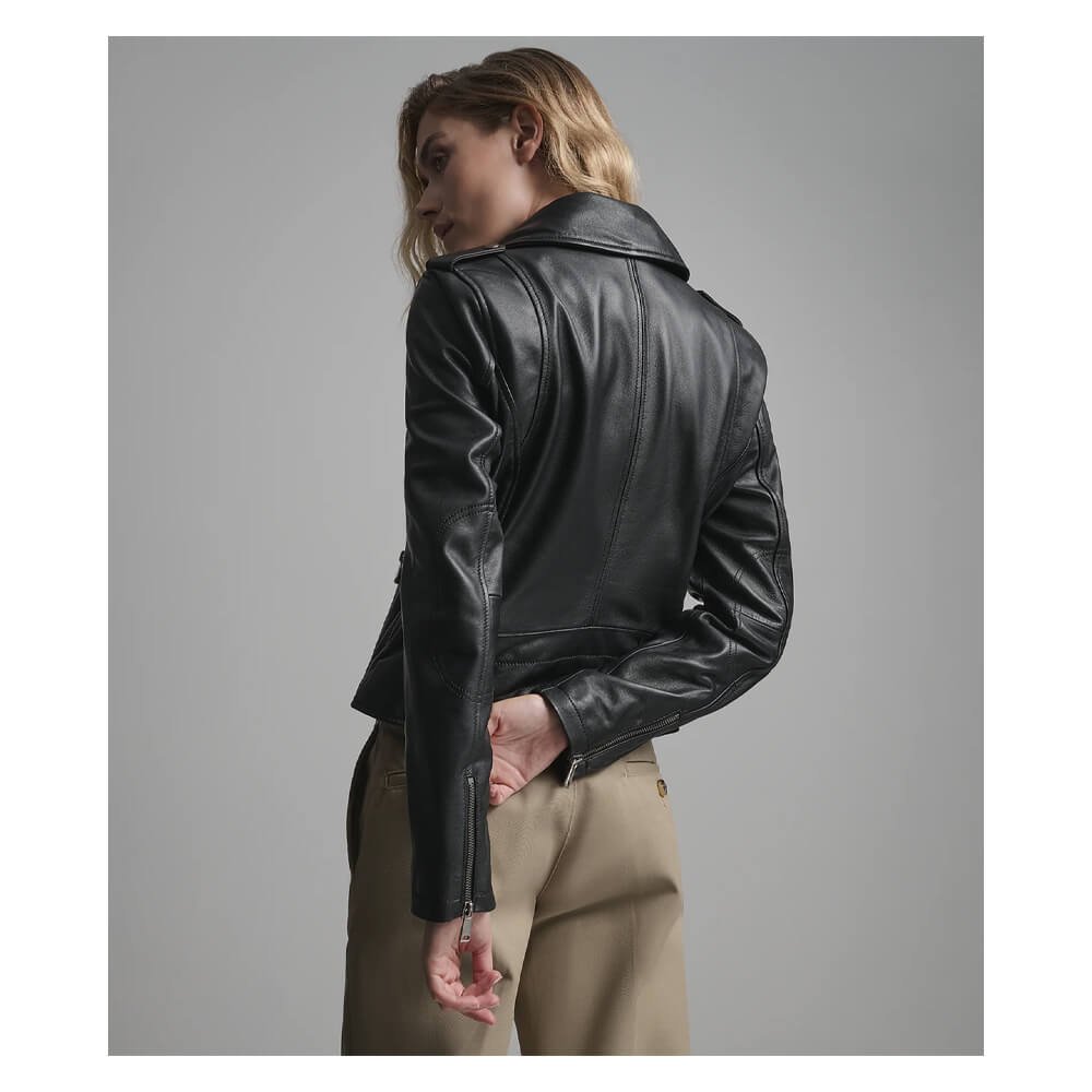 Women’s Black Leather Biker Jacket