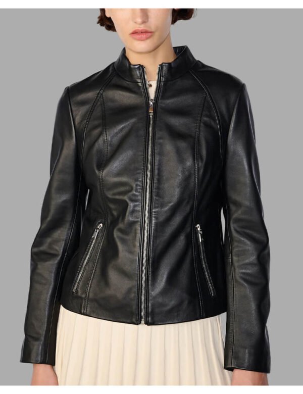 Women’s Faux Leather Biker Jacket – Autumn Outerwear