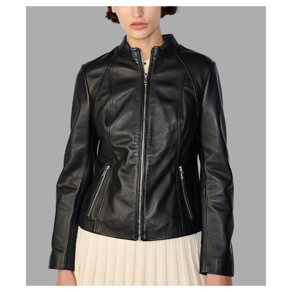 Women’s Faux Leather Biker Jacket – Autumn Outerwear